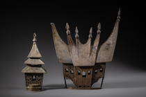 Modèle d'une maison principale "rumah gadang" avec mosquée, Indonésie - Sumatra, Minangkabaus, Taille: M: 32 cm x 27,6 cm 22 cm x 9,5 cm (M: 12.6 inch x 10.9 inch 8.7 inch x 3.7 inch), ID: 3052887 - 6/6