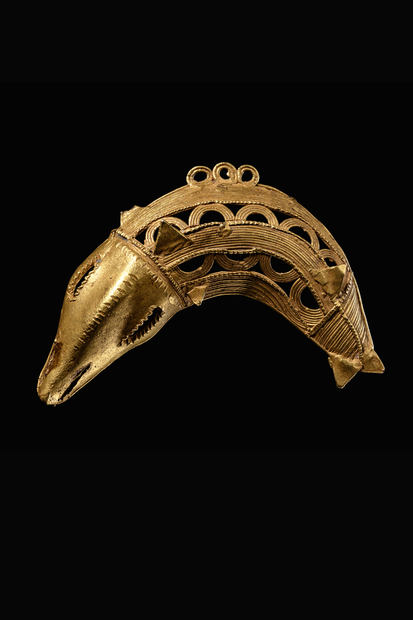 Dolphin pendant, Ghana, Akan, Size: B: 9 cm (B: 3.5 inch), ID: 3052827