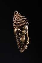 Sword ornament in the form of a trophy head, Ghana, Akan, Ashanti, Size: H: 10 cm B: 9,5 cm (H: 3.9 inch B: 3.7 inch), ID: 3052807 - 3/4