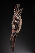 Masque de calao avec oiseau et caméléon, Burkina Faso, Gurunsi, Nuna, Taille: H: 105,5 cm (H: 41.5 inch), ID: 3052870 - 2/5