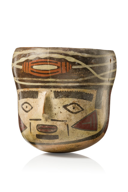 Head vessel, ca. 200 - 600 AD, Peru, Nazca, Size: M: 15 cm x 13,5 cm (M: 5.9 inch x 5.3 inch), ID: 3052898