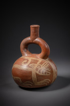 Stirrup vessel with animal motif, Moche III / IV, Early Intermediate Period, ca. 300 - 600 AD, Peru, Moche, Size: M: 20,5 cm x 13,8 cm (M: 8.1 inch x 5.4 inch), ID: 3052902 - 2/6