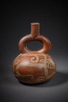 Stirrup vessel with animal motif, Moche III / IV, Early Intermediate Period, ca. 300 - 600 AD, Peru, Moche, Size: M: 20,5 cm x 13,8 cm (M: 8.1 inch x 5.4 inch), ID: 3052902 - 6/6