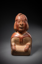 Stirrup vessel seated man, Moche III, Early interim period, ca. 300 - 400 AD, Peru, Moche, Size: H: 22,5 cm (H: 8.9 inch), ID: 3052943 - 6/6