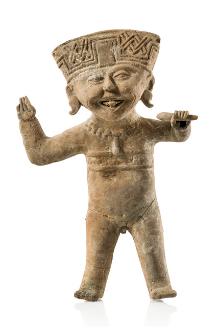 Standing male figure "cara sonrientes", Late Classical period, ca. 600 - 900 AD, Mexico, Veracruz, Nopiloa, Size: H: 47 cm (H: 18.5 inch), ID: 3052946