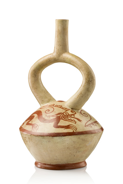 Stirrup vessel, Moche III / IV, Early Intermediate Period, ca. 300 - 600 AD, Peru, Moche, Size: H: 29 cm (H: 11.4 inch), ID: 3052952