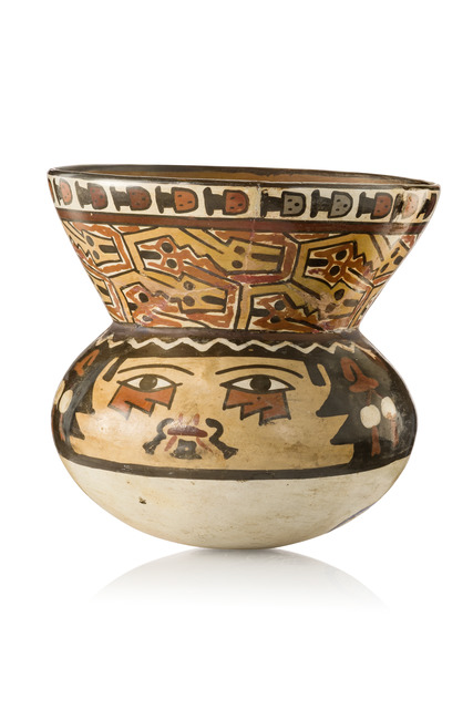 Vase, Early interim period, ca. 200 BC - 600 AD, Peru, Nazca, Size: H: 12 cm, D: 12 cm (H: 4.7 inch, D: 4.7 inch), ID: 3052973