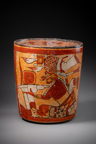 Polychrome cylinder vase, Late Classic Period, ca. 700 - 900 AD, Guatemala, Petén, Maya, Size: H: 15,5 cm D: 13,5 cm (H: 6.1 inch D: 5.3 inch), ID: 3052984 - 3/8