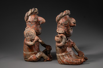 Seated couple, ca. 200 BC - 300 AD, Mexico, Ixtlán del Rio, Nayarit, Size: H: 32 cm / 33 cm (female/male) (H: 12.6 inch / 13.0 inch (female/male)), ID: 3052998 - 3/6