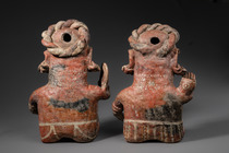 Seated couple, ca. 200 BC - 300 AD, Mexico, Ixtlán del Rio, Nayarit, Size: H: 32 cm / 33 cm (female/male) (H: 12.6 inch / 13.0 inch (female/male)), ID: 3052998 - 4/6