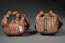 Seated couple, ca. 200 BC - 300 AD, Mexico, Ixtlán del Rio, Nayarit, Size: H: 32 cm / 33 cm (female/male) (H: 12.6 inch / 13.0 inch (female/male)), ID: 3052998 - 5/6