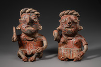 Seated couple, ca. 200 BC - 300 AD, Mexico, Ixtlán del Rio, Nayarit, Size: H: 32 cm / 33 cm (female/male) (H: 12.6 inch / 13.0 inch (female/male)), ID: 3052998 - 6/6