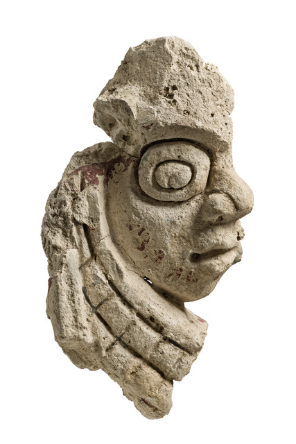 Head fragment, Classic Period, ca. 250 - 800 AD, Mexico, Maya, Size: H: 31 cm (H: 12.2 inch), ID: 3053002