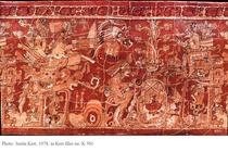 Large polychrome cylinder vase, Classic Period, ca. 550 - 800 AD, Guatemala, Northern Petén area / Southern Campeche, Maya, Size: H: 27,3 cm D: 14 cm / 15 cm (H: 10.7 inch D: 5.5 inch / 5.9 inch), ID: 3053008 - 8/8