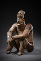 Figure masculine assise, env. 100 av. J.-C. - 250 apr. J.-C., Mexique, Jalisco Ameca, Taille: H: 43,5 cm (H: 17.1 inch), ID: 3053011 - 6/6
