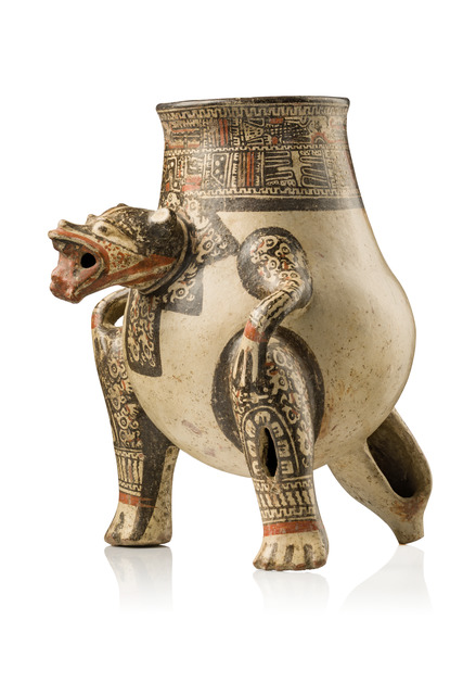 Tripod jaguar effigy vessel, ca. 1000 - 1500 AD, Costa Rica, Guanacaste-Nicoya, Size: H: 34 cm (H: 13.4 inch), ID: 3053013