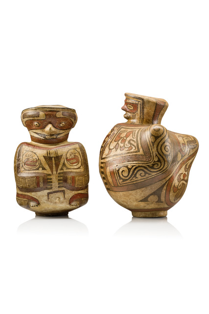 Two figural vases, Early Coclé, ca. 450 - 980 AD, Panama, Gran Coclé, Size: H: 32 cm & 36 cm (H: 12.6 inch & 14.2 inch), ID: 3053014