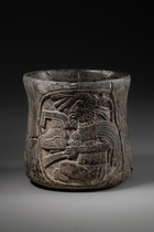Cylinder vessel, Classic Period, ca. 250 - 550 AD, Mexico, Maya, Size: H: 13,5 cm D: 13 cm - 14 cm (H: 5.3 inch D: 5.1 inch - 5.5 inch), ID: 3053022 - 5/6