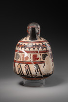 Figural stirrup vessel, Early interim period,  ca. 200 - 600 AD, Peru, Nazca, Size: H: 18,5 cm (H: 7.3 inch), ID: 3053027 - 3/6