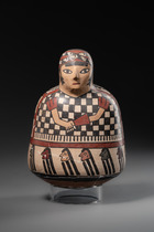 Figural stirrup vessel, Early interim period,  ca. 200 - 600 AD, Peru, Nazca, Size: H: 18,5 cm (H: 7.3 inch), ID: 3053027 - 4/6