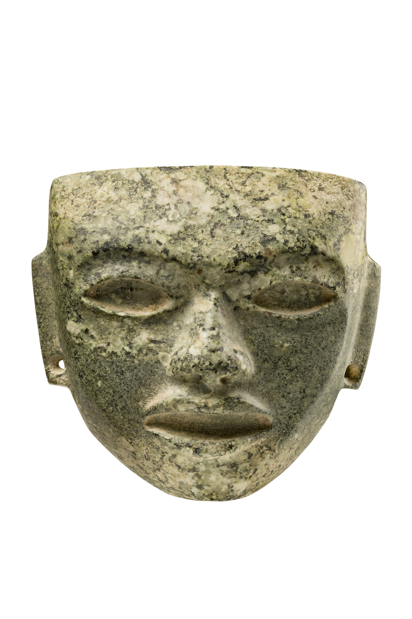 Small mask face, Classic Period, 200 - 650 BC, Mexico, Teotihuacan, Size: H: 9,5 cm B: 10,5 cm (H: 3.7 inch B: 4.1 inch), ID: 3053035