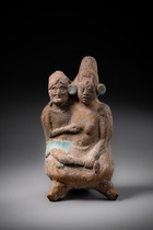 Paar, Späte Klassische Periode, 600 - 900 n.Chr., Mexiko, Jaina, Größe: H: 13 cm (H: 5.1 inch), ID: 3052990 - 2/6