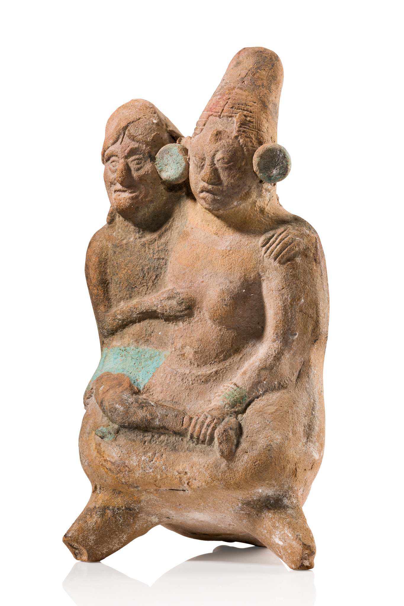 Paar, Späte Klassische Periode, 600 - 900 n.Chr., Mexiko, Jaina, Größe: H: 13 cm (H: 5.1 inch), ID: 3052990