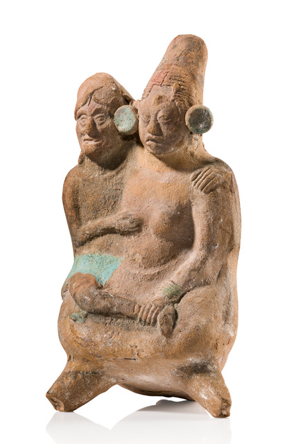 Paar, Späte Klassische Periode, 600 - 900 n.Chr., Mexiko, Jaina, Größe: H: 13 cm (H: 5.1 inch), ID: 3052990