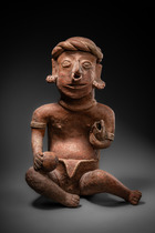 Figure masculine assise, période protoclassique, vers 100 av. J.-C. – 250 apr. J.-C., Mexique, Nayarit, Taille: H: 47 cm (H: 18.5 inch), ID: 3053091 - 6/6