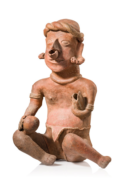 Sitzende männliche Figur, Protoklassik, ca. 100 v.Chr. - 250 n.Chr., Mexiko, Nayarit, Größe: H: 47 cm (H: 18.5 inch), ID: 3053091