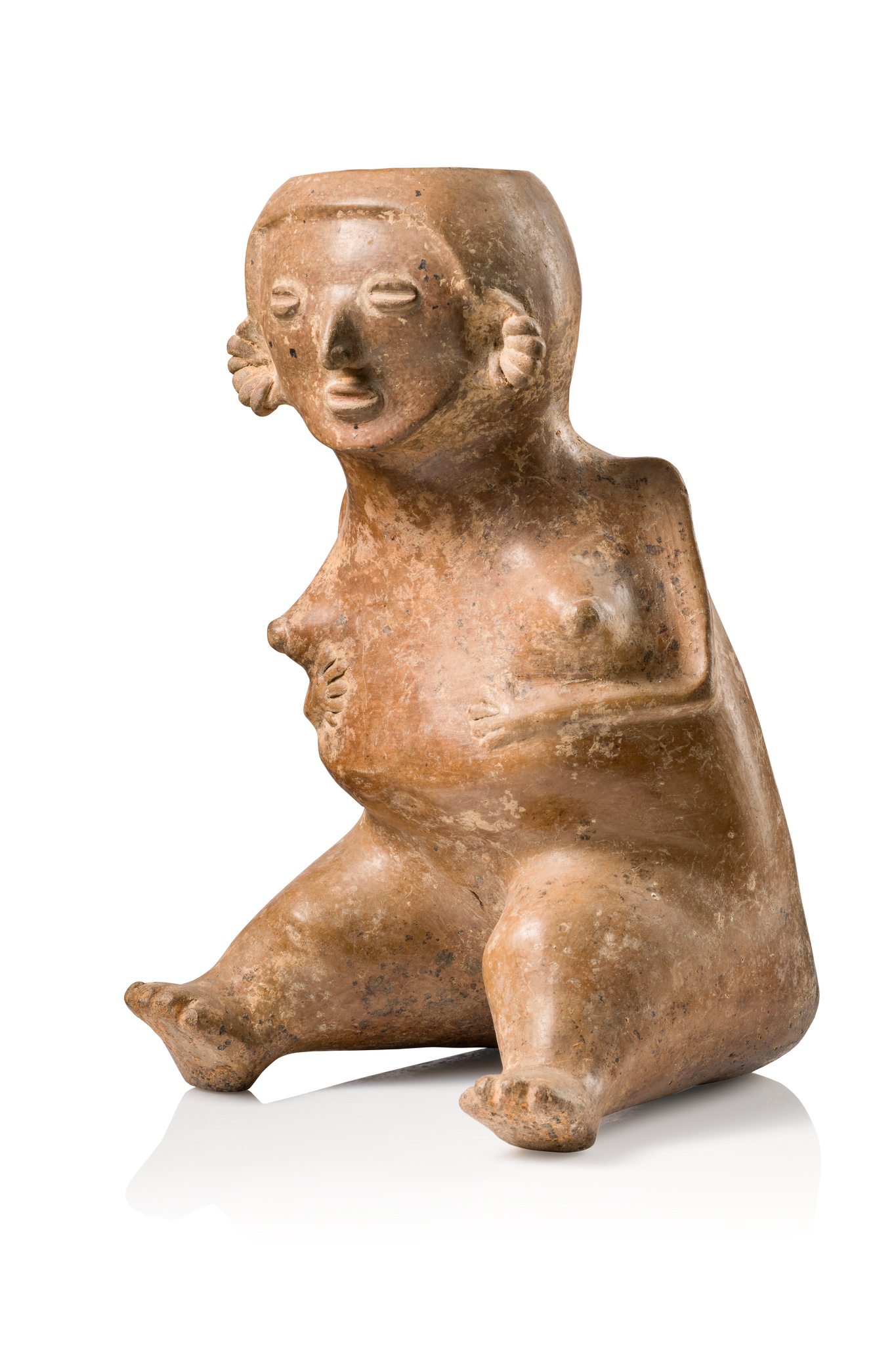 Schwangere Frau, Protoklassik, ca. 100 v.Chr. - 250 n.Chr., Mexiko, Colima, Größe: H: 31,8 cm (H: 12.5 inch), ID: 3053092
