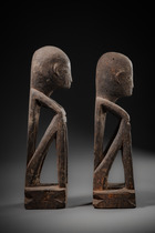 Pair of ritual deities "bulul", Philippines - Ifugao, Size: H: 33,5 cm & 35 cm (H: 13.2 inch & 13.8 inch), ID: 3053120 - 3/6