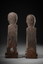 Pair of ritual deities "bulul", Philippines - Ifugao, Size: H: 33,5 cm & 35 cm (H: 13.2 inch & 13.8 inch), ID: 3053120 - 4/6