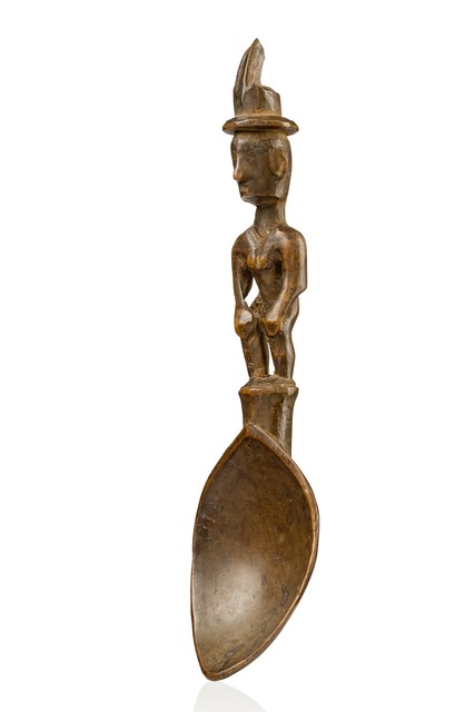 Figurally carved spoon, Philippines - Ifugao, Size: H: 17,5 cm (H: 6.9 inch), ID: 3053117