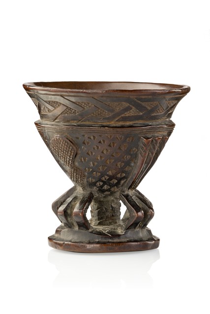 Palm wine cup, D. R. Congo, Kuba, Size: H: 12,5 cm (H: 4.9 inch), ID: 3053114