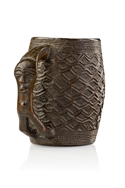 Drinking cup for palm wine, D. R. Congo, Kuba, Size: H: 14 cm (H: 5.5 inch), ID: 3053113