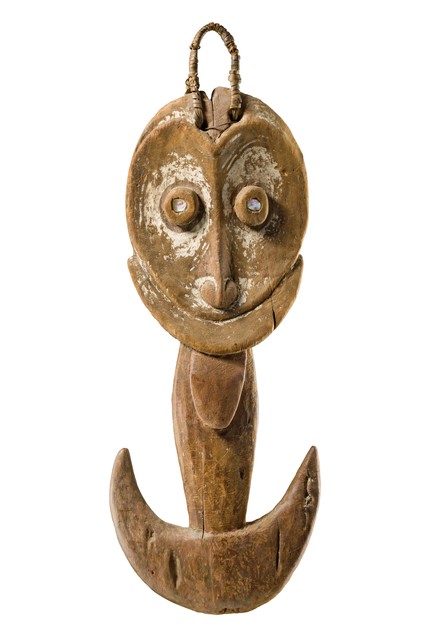 Suspension hook with anthropomorphic face, Papua New Guinea - Sepik, Size: H: 65 cm (H: 25.6 inch), ID: 3053151