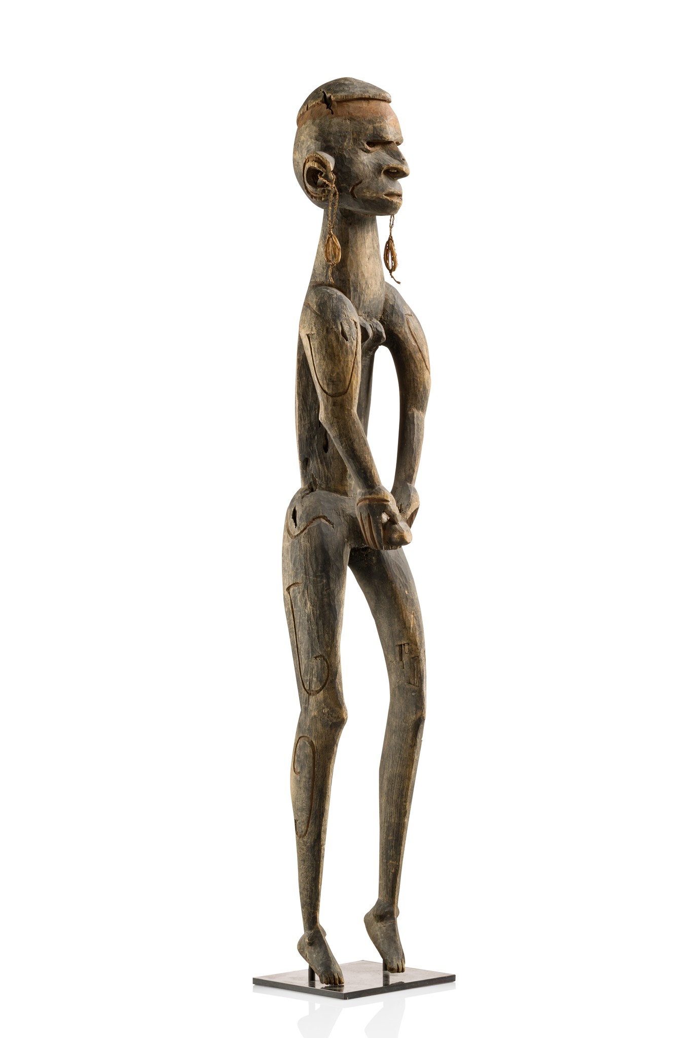 Figure ancestrale masculine "kawe", Nouvelle-Guinée occidentale / Papouasie occidentale (Irian Jaya), Asmat, Taille: H: 105 cm (H: 41.3 inch), ID: 3053131