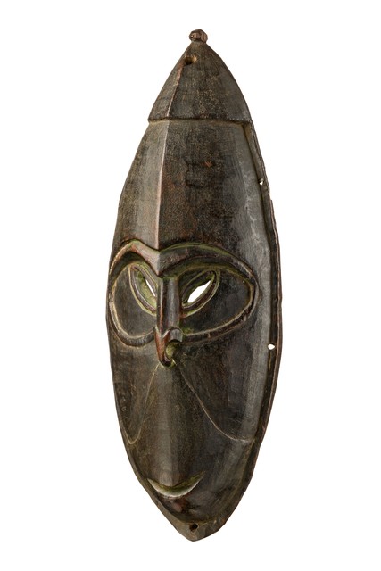 Mask, Papua New Guinea - Ramu River, Size: H: 35,5 cm (H: 14.0 inch), ID: 3053219