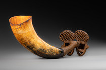 Corne à boire de prestige "ndunyet" pour vin de palme, Grassfields du Cameroun, Bamum, Taille: L: 28 cm (L: 11.0 inch), ID: 3053183 - 4/5