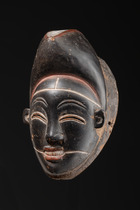 Rare black face mask "ikwara-mokulu" ("mask of the night"), Gabon, Punu, Size: H: 25,5 cm (H: 10.0 inch), ID: 3053167 - 2/5