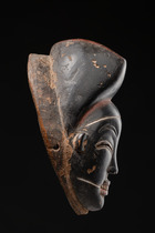 Rare black face mask "ikwara-mokulu" ("mask of the night"), Gabon, Punu, Size: H: 25,5 cm (H: 10.0 inch), ID: 3053167 - 3/5