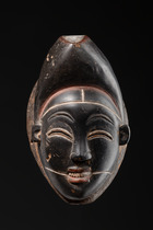 Rare black face mask "ikwara-mokulu" ("mask of the night"), Gabon, Punu, Size: H: 25,5 cm (H: 10.0 inch), ID: 3053167 - 5/5