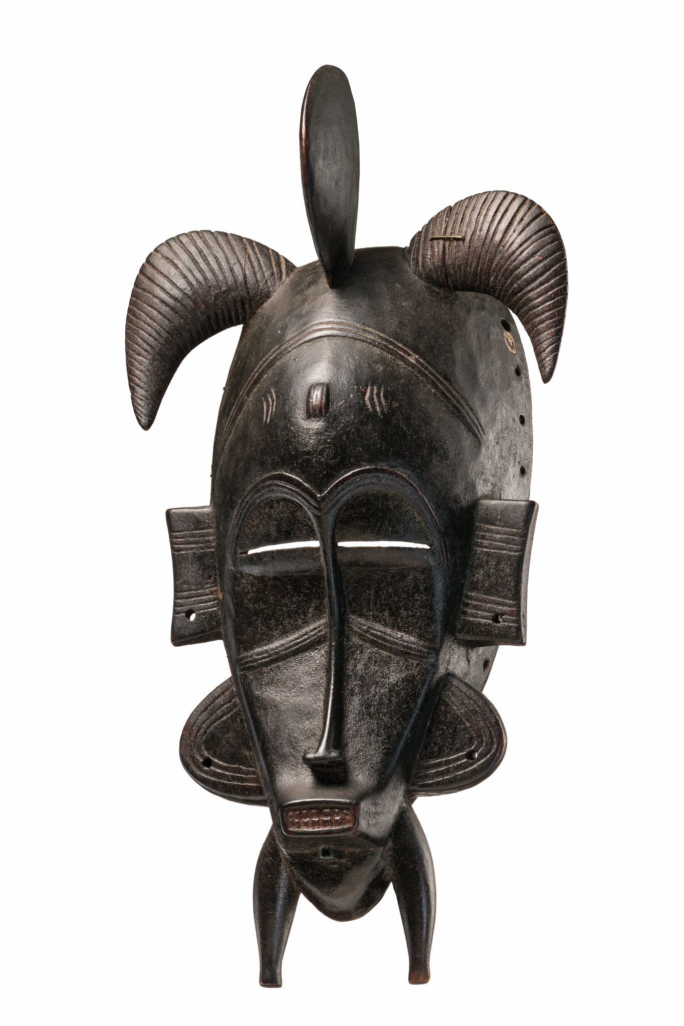 Anthropomorphe Gesichtsmaske "kpelié" ("kpeli yehe"), Côte d'Ivoire, Senufo, Größe: H: 35 cm (H: 13.8 inch), ID: 3053407
