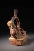 Stirrup vessel: Erotic couple, Moche III - IV, ca. 300 - 600 AD, Peru, Moche, Size: H: 21 cm (H: 8.3 inch), ID: 3053297 - 3/6