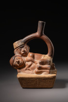 Stirrup vessel: Erotic couple, Moche III - IV, ca. 300 - 600 AD, Peru, Moche, Size: H: 21 cm (H: 8.3 inch), ID: 3053297 - 6/6