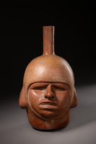 Porträt-Kopfgefäß, Moche II - III, ca. 200 - 450 n.Chr., Peru, Moche, Größe: H: 25 cm (H: 9.8 inch), ID: 3053296 - 6/6