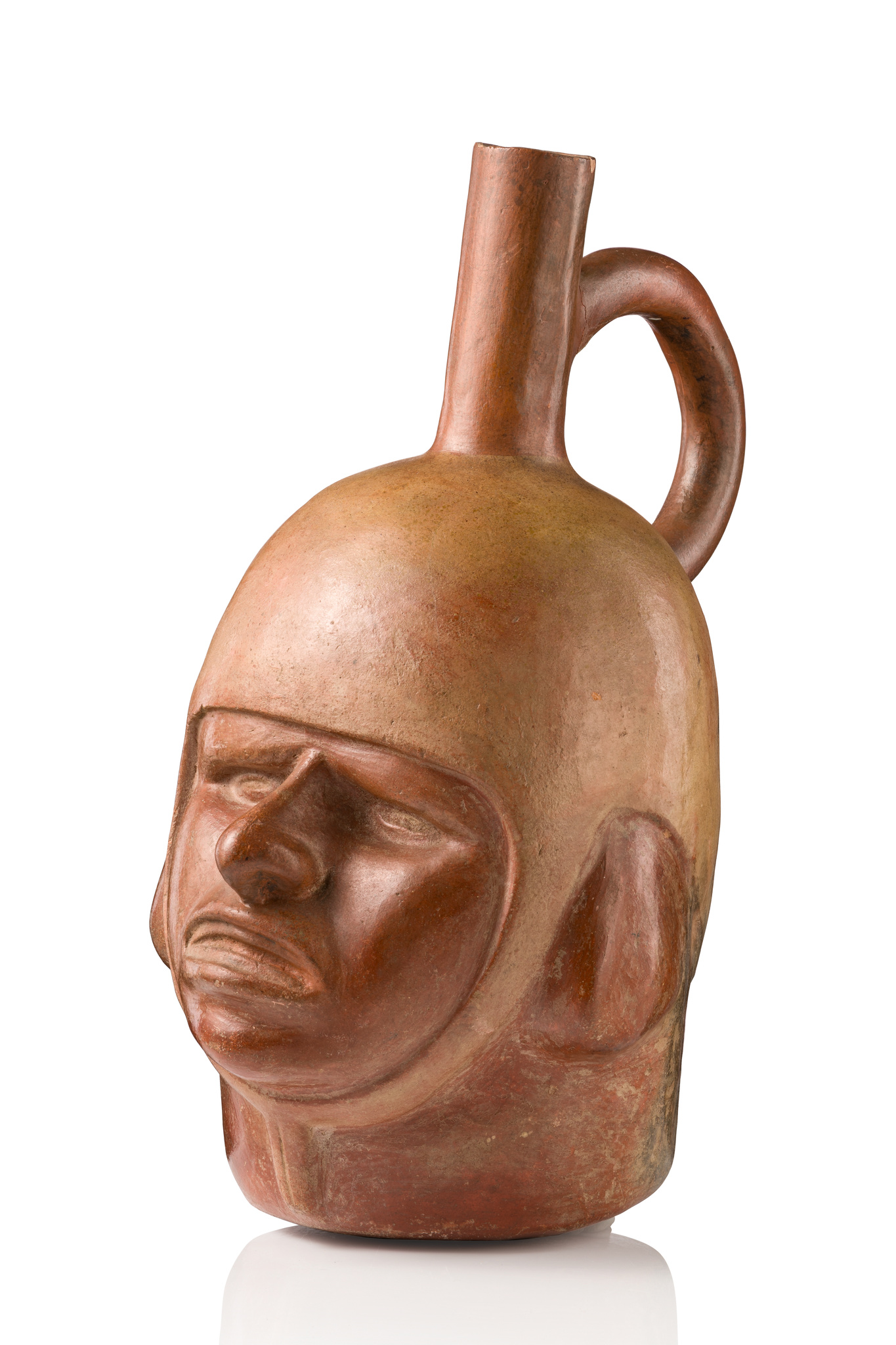 Porträt-Kopfgefäß, Moche II - III, ca. 200 - 450 n.Chr., Peru, Moche, Größe: H: 25 cm (H: 9.8 inch), ID: 3053296
