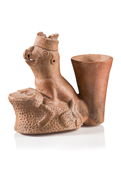 Gefäß: zoomorphe Mischwesen, ca. 200 v.Chr. - 200 n.Chr., Peru, Vicus, Piura-Flusstal, Größe: H: 20,3 cm (H: 8.0 inch), ID: 3053497
