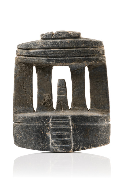 Tempelmodell, ca. 500 - 200 v.Chr., Mexiko, Guerrero, Mezcala, Größe: M: 12,5 cm x 10,5 cm (M: 4.9 inch x 4.1 inch), ID: 3053310